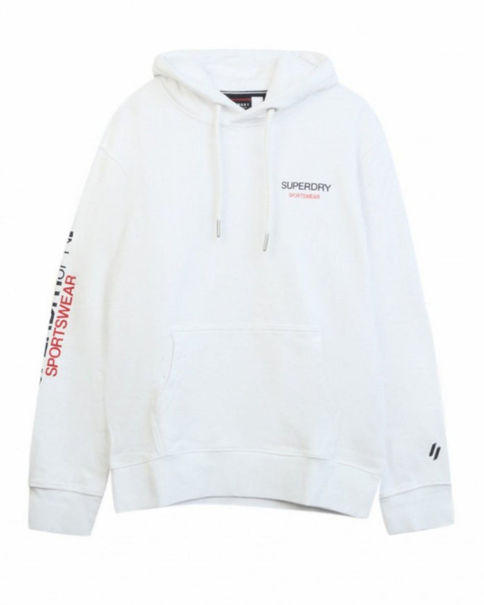 Superdry Felpa Cappuccio e Loghi Cotone Bianco 1