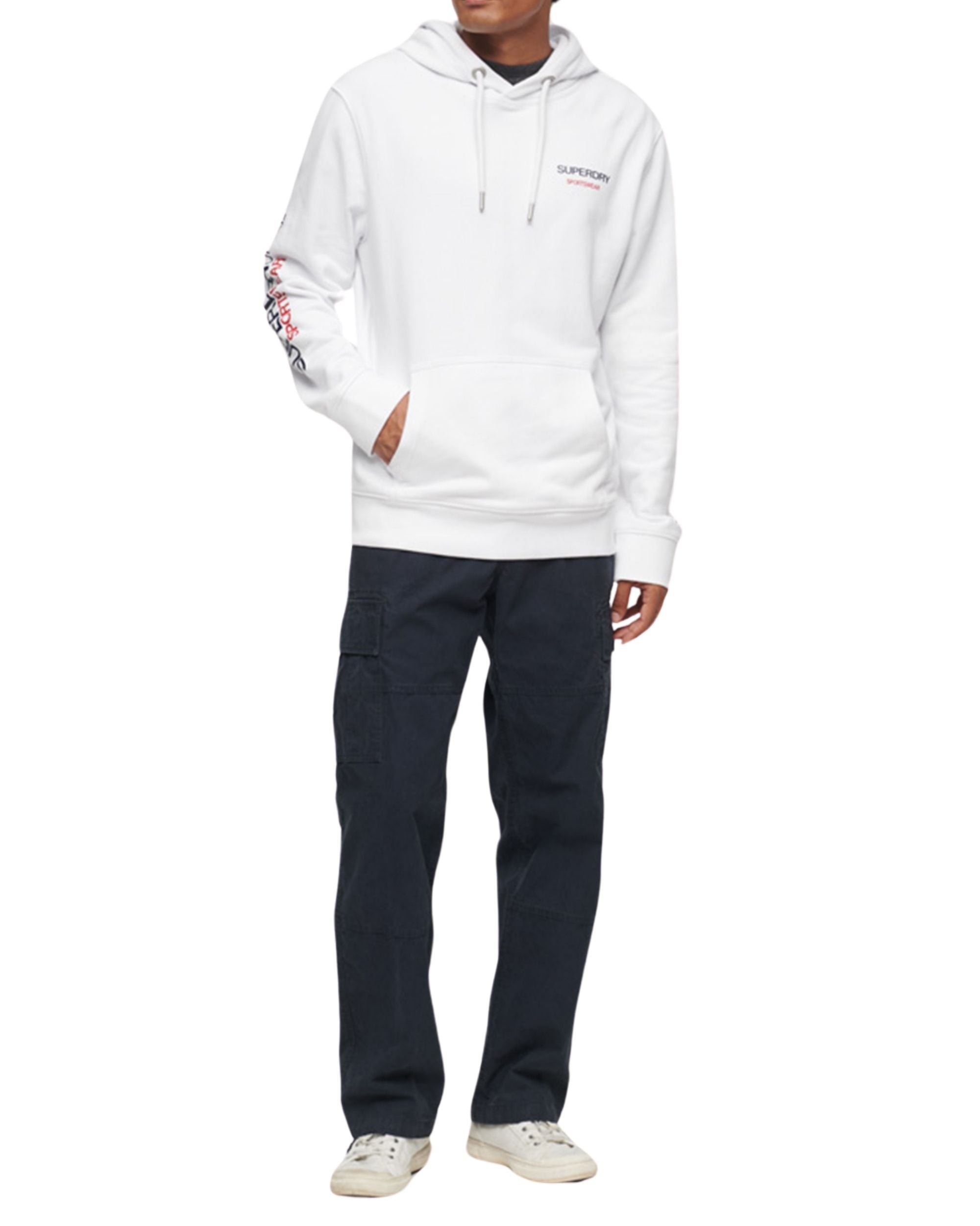 Superdry Felpa Cappuccio e Loghi Cotone Bianco