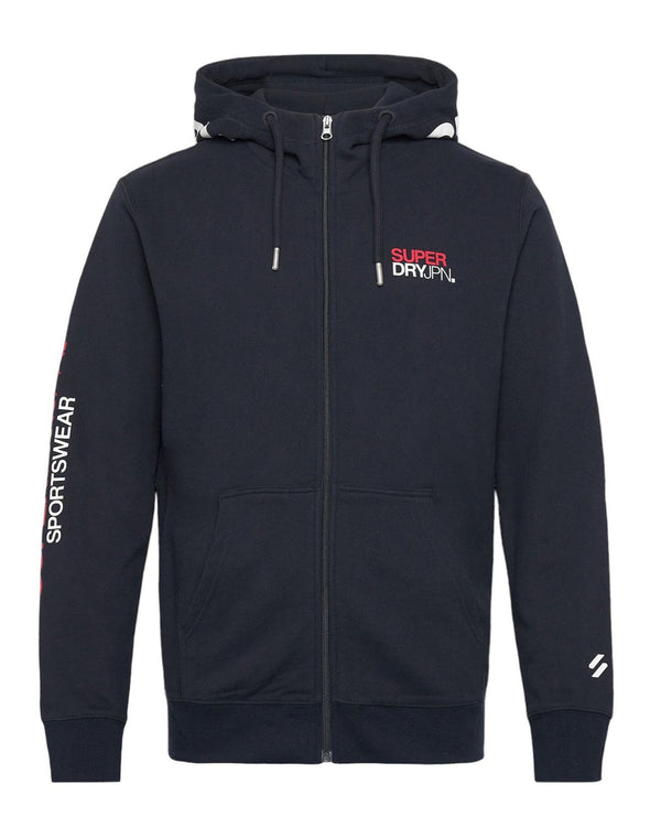 Superdry Hoodie and Logos Cotton Blend Blue