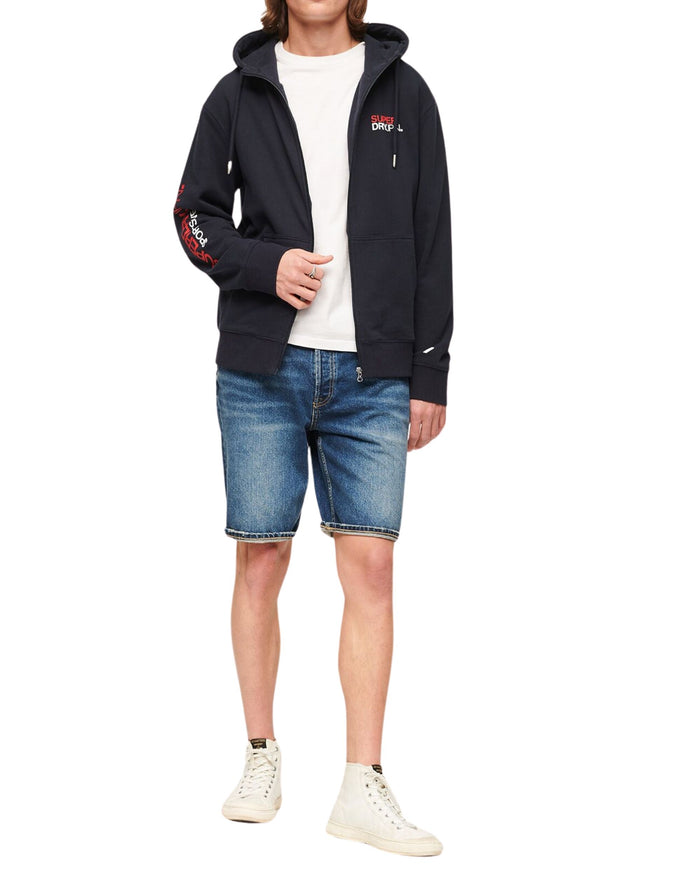 Superdry Felpa Cappuccio e Loghi Misto Cotone Blu 3