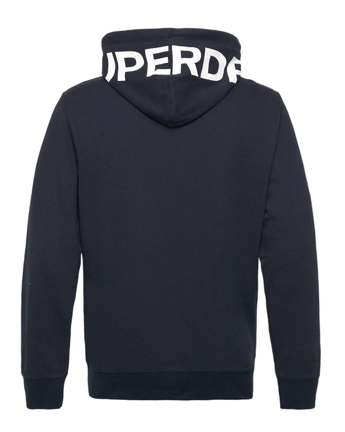 Superdry Felpa Cappuccio e Loghi Misto Cotone Blu 4