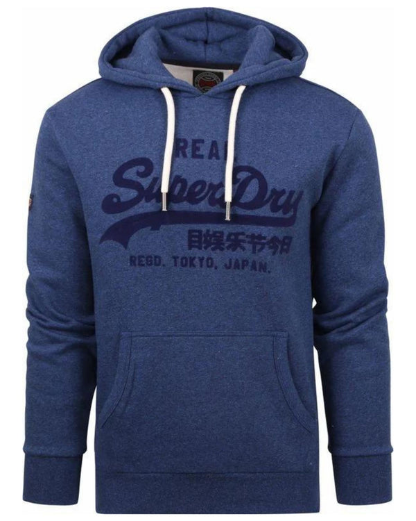 Superdry Pop Soda Logo Hoodie Vintage Blue Cotton Blend