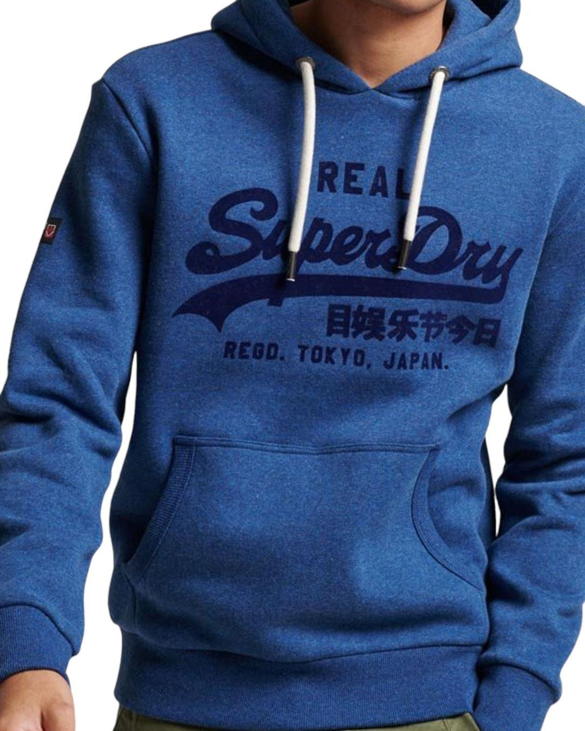 Superdry Cappuccio con Logo Pop Soda Vintage Blu Misto Cotone