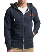 Superdry Felpa con Cappuccio e Loghi Misto Cotone Blu