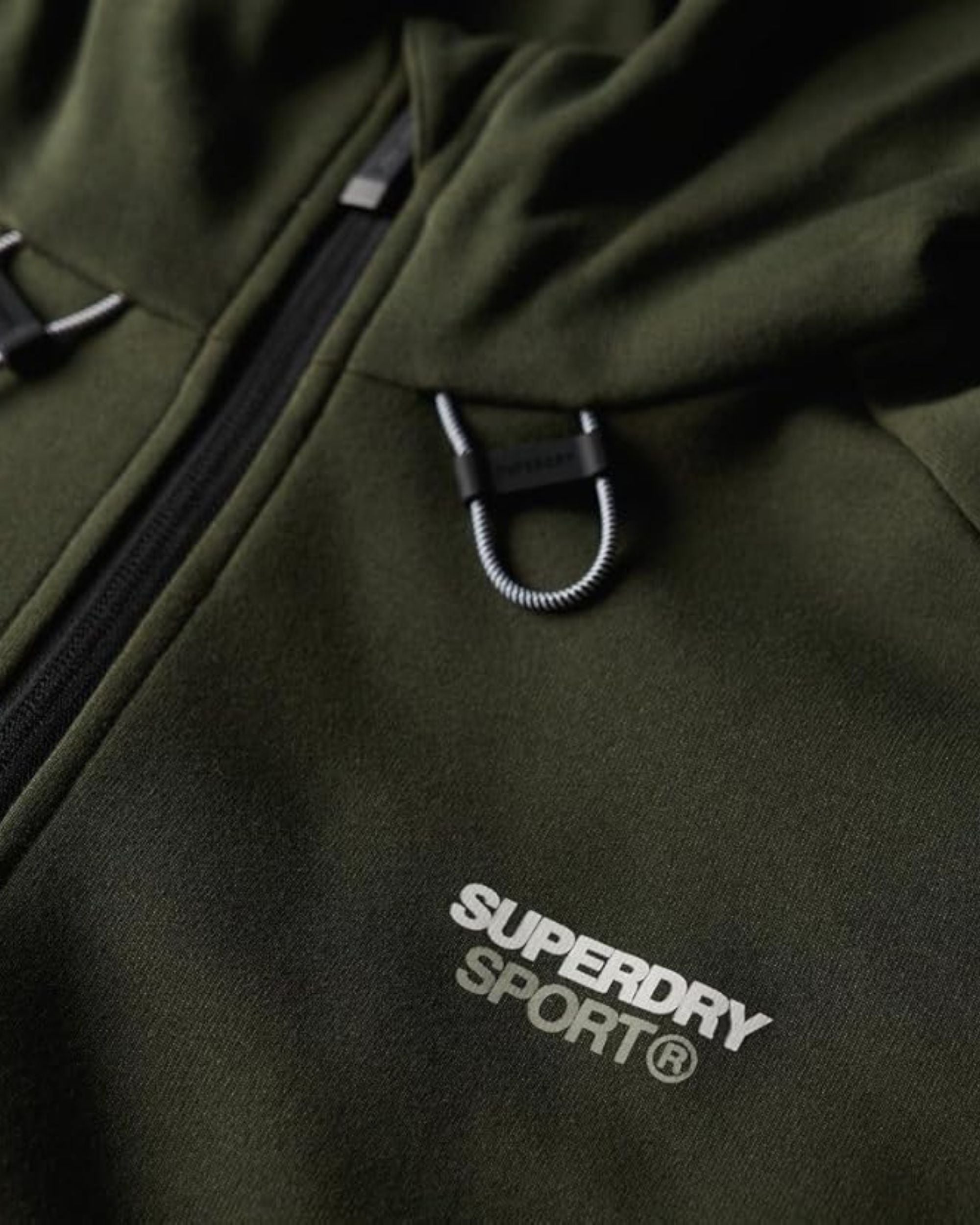 Superdry Giacca Sportiva Tecnica con Cappuccio e Loghi Verde