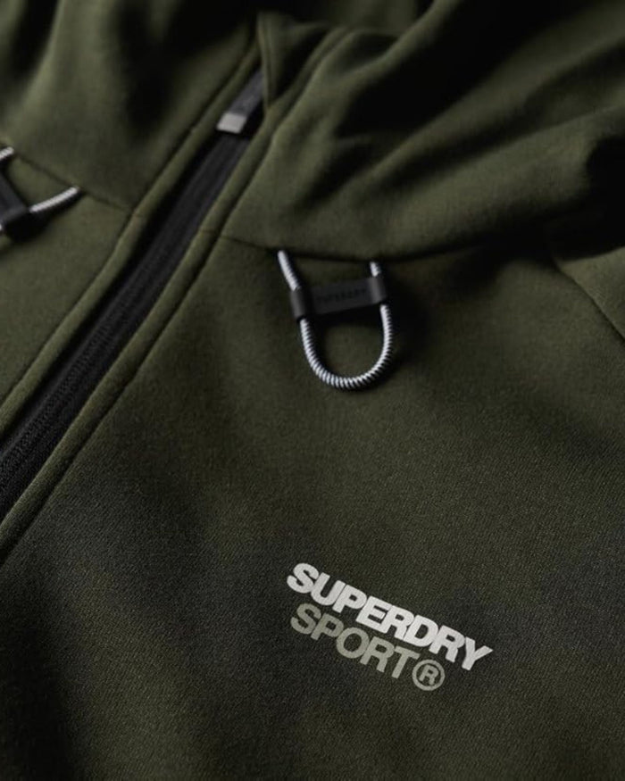 Superdry Giacca Sportiva Tecnica con Cappuccio e Loghi Verde 3