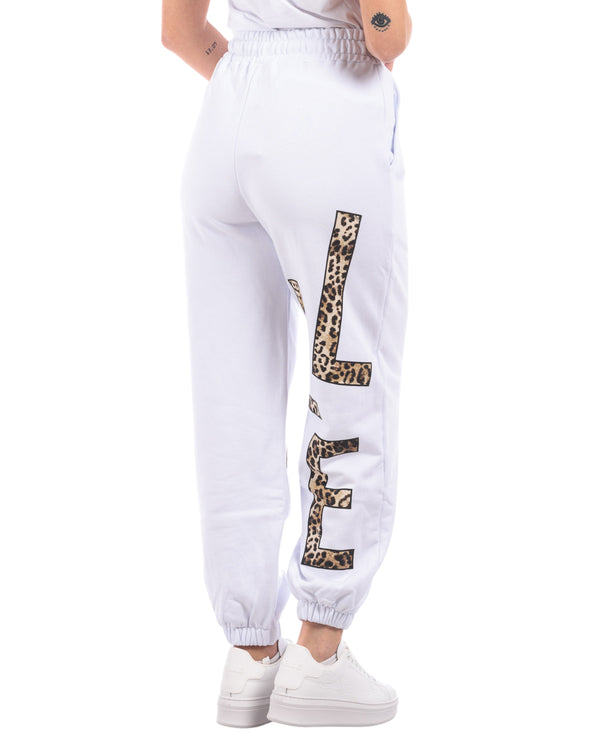 Gaelle Jogger In Felpa Logo Big Bianco Donna-2