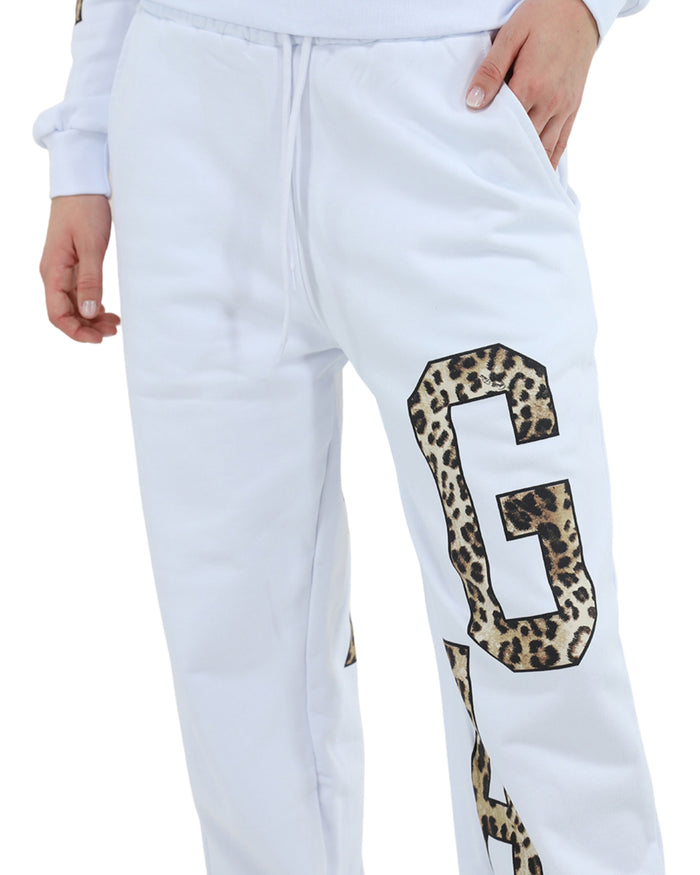 Gaelle Jogger In Felpa Logo Big Bianco Donna 4