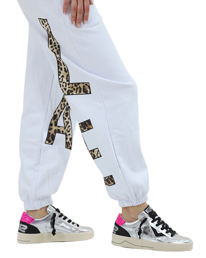 Gaelle Jogger In Felpa Logo Big Bianco Donna 5