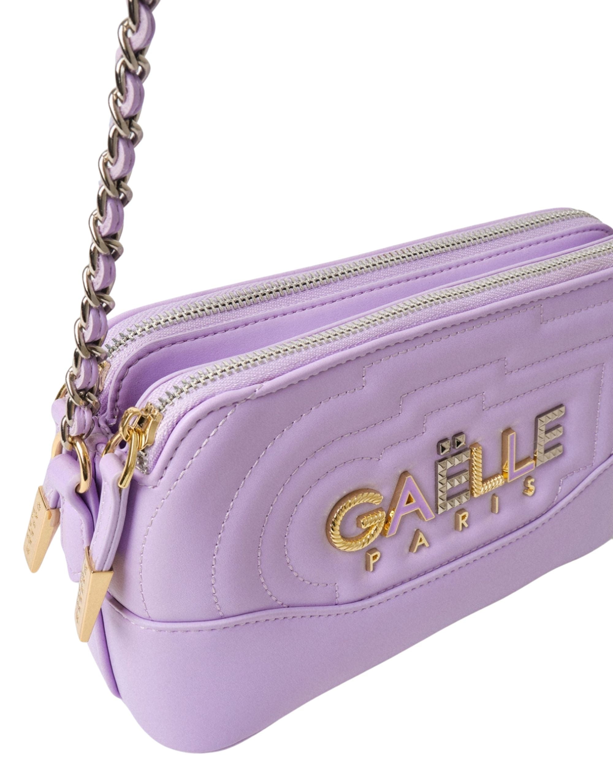 Gaelle Borsa a Tracolla 19x10x4 cm Lilla con Logo in Metallo Donna