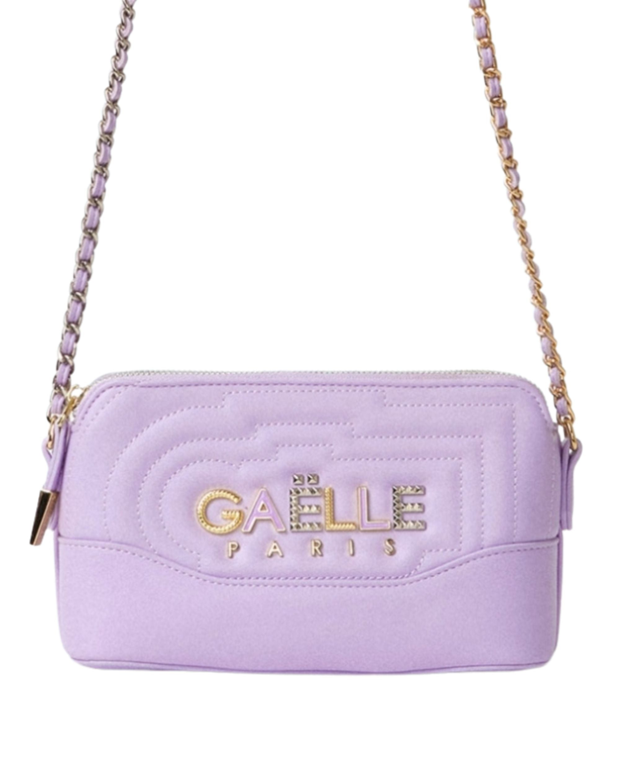 Gaelle Borsa a Tracolla 19x10x4 cm Lilla con Logo in Metallo Donna
