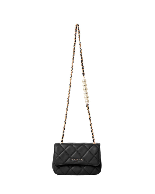 Gaelle Mini Shoulder Strap in Black Eco-Leather