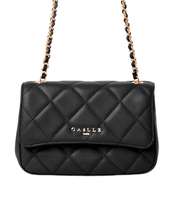 Gaelle Mini Shoulder Strap in Black Eco-Leather-2