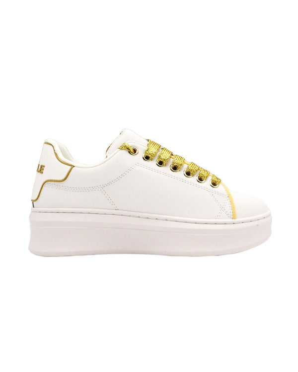 Gaelle Sneakers Addict Pelle Oro con Patch Tallone in Rubber-2