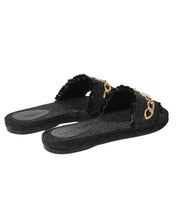 Gaelle Sandalo In Rafia Con Catena Logo Nero Donna