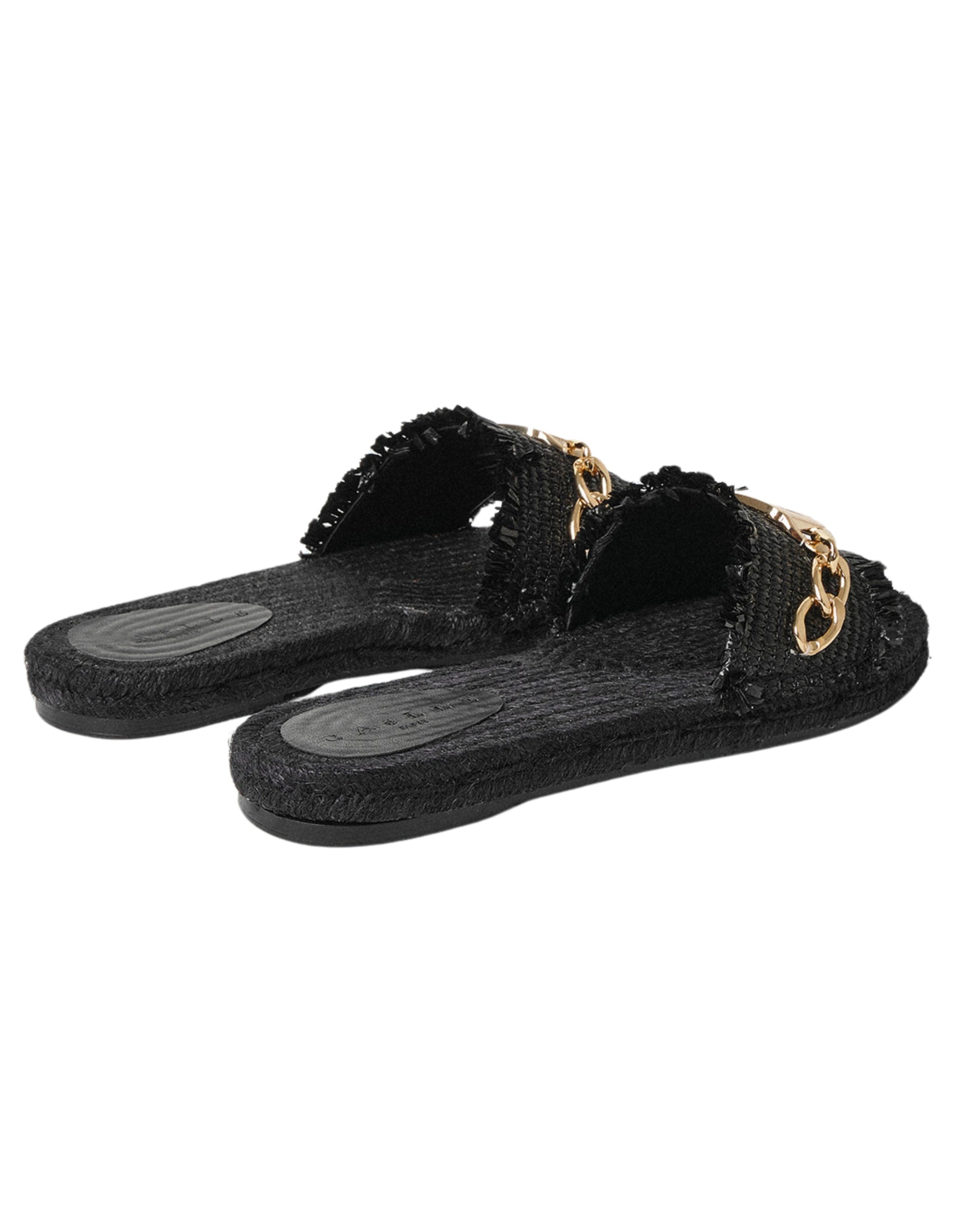 Gaelle Sandalo In Rafia Con Catena Logo Nero Donna