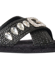 Gaelle Sandalo Flat Intrecciato Con Logo Strass Ciabatte Nero Donna