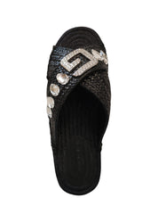 Gaelle Sandalo Flat Intrecciato Con Logo Strass Ciabatte Nero Donna