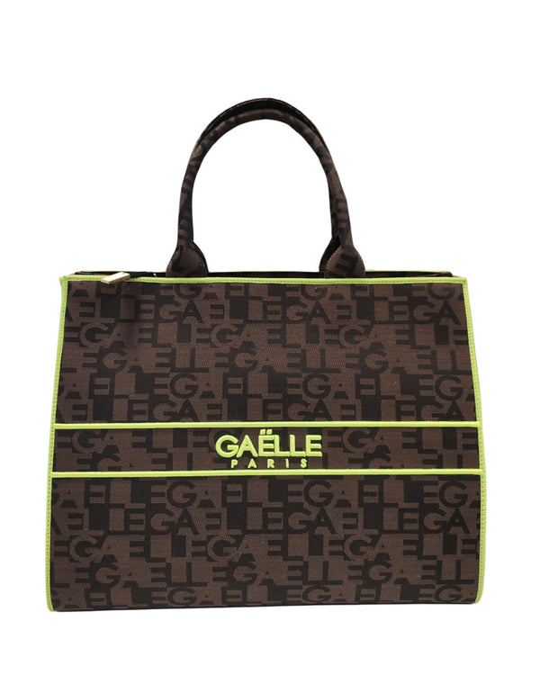 Gaelle Borsa Shopper In Ecopelle Con Stamoa Logo All Over Marrone Donna