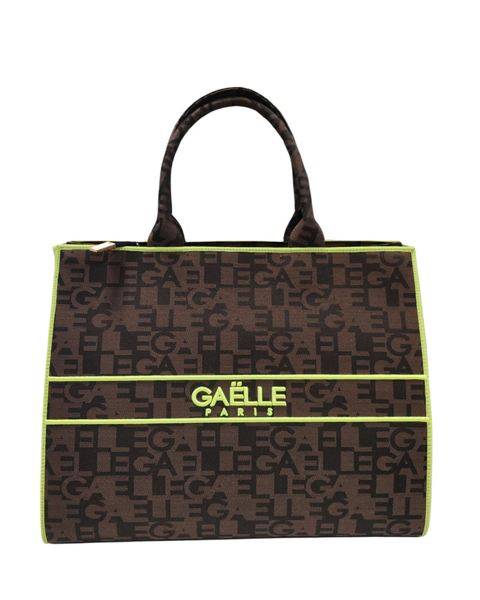 Gaelle Borsa Shopper In Ecopelle Con Stamoa Logo All Over Marrone Donna 1