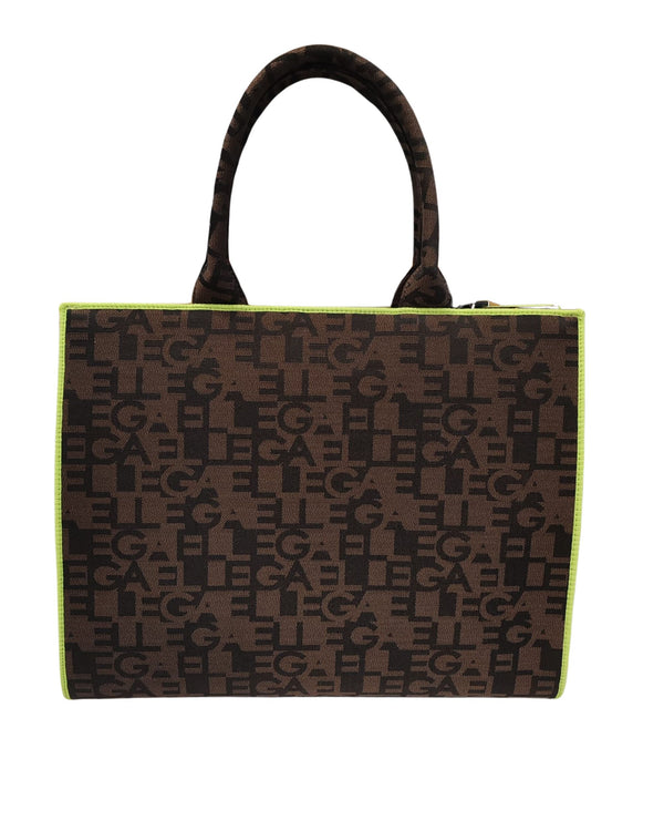 Gaelle Borsa Shopper In Ecopelle Con Stamoa Logo All Over Marrone Donna-2