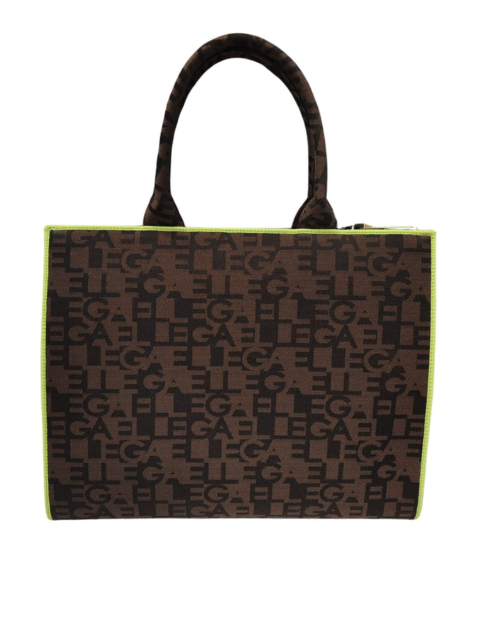 Gaelle Borsa Shopper In Ecopelle Con Stamoa Logo All Over Marrone Donna 2