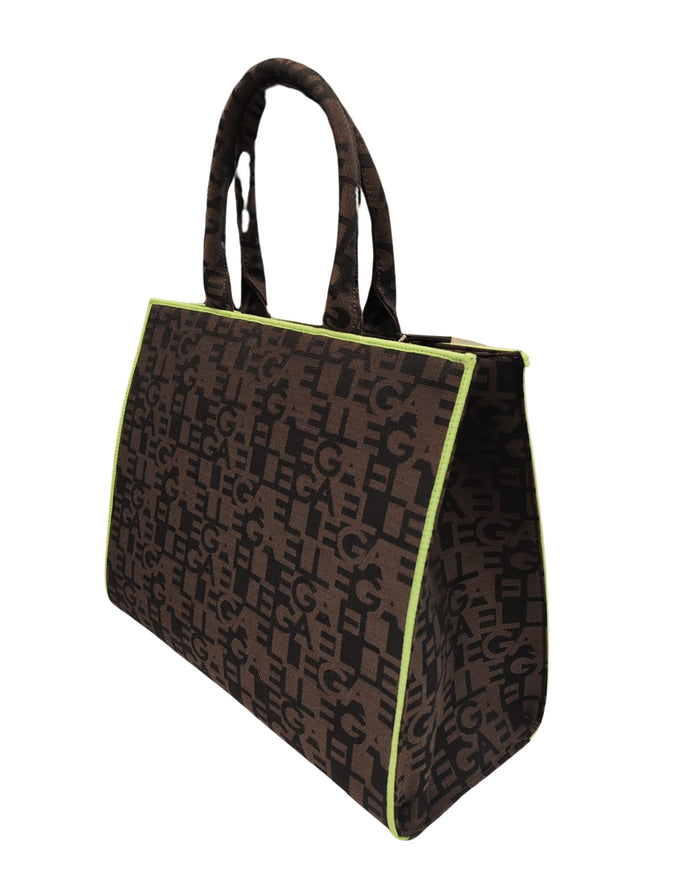 Gaelle Borsa Shopper In Ecopelle Con Stamoa Logo All Over Marrone Donna 4