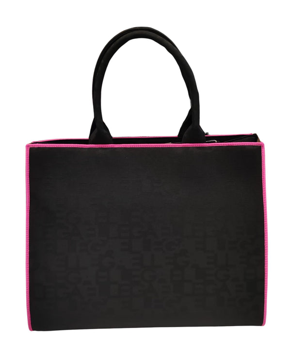 Gaelle Borsa Shopper In Ecopelle Con Stamoa Logo All Over Nero Donna-2