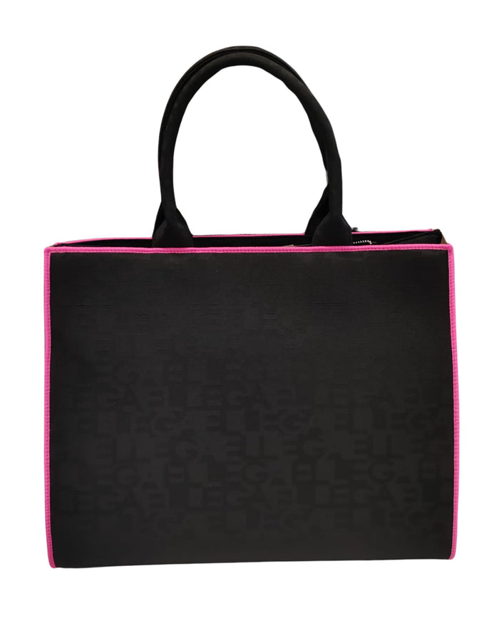 Gaelle Borsa Shopper In Ecopelle Con Stamoa Logo All Over Nero Donna 2