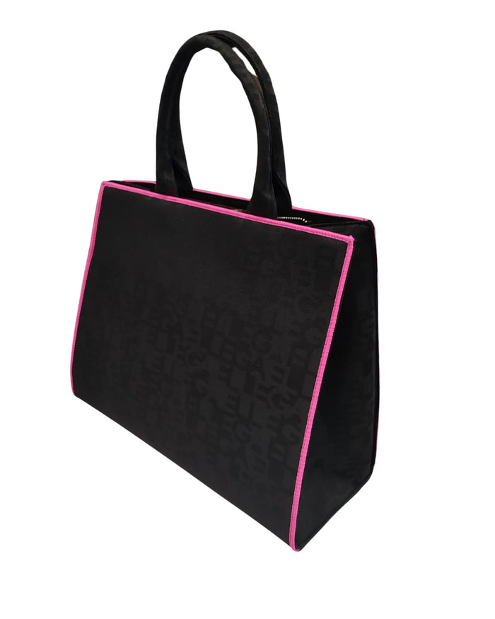 Gaelle Borsa Shopper In Ecopelle Con Stamoa Logo All Over Nero Donna 3