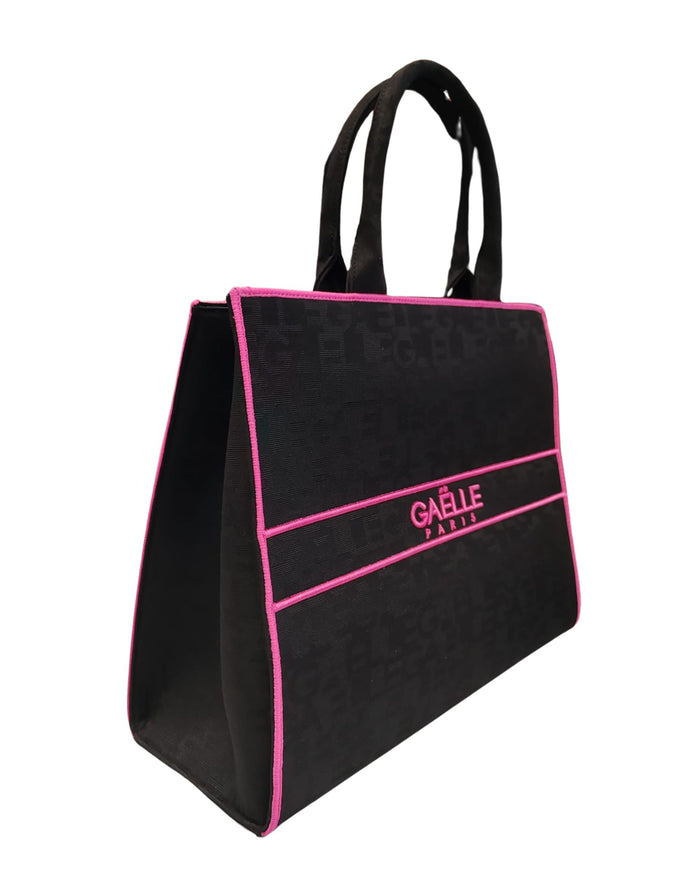 Gaelle Borsa Shopper In Ecopelle Con Stamoa Logo All Over Nero Donna 4