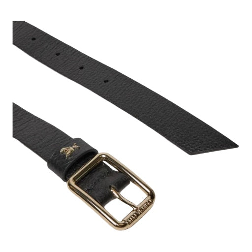 Patrizia Pepe Cintura in Pelle con Bassa fibbia Rettangolare Nero Oro