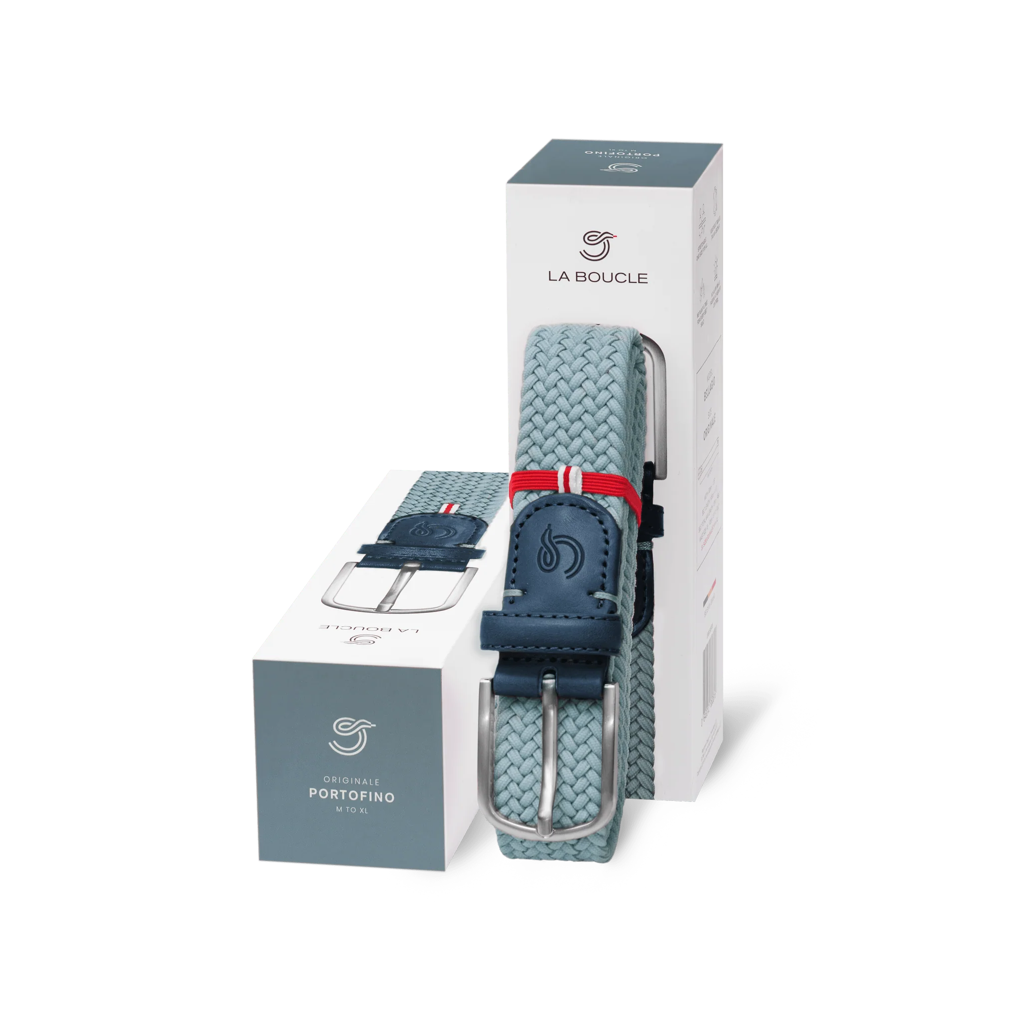 La Boucle cintura intrecciata con fibbia in metallo premium box regalo Portofino azzurro