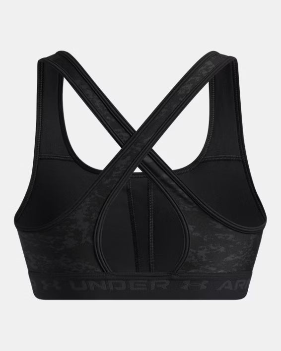 Under Armour Reggiseno Sportivo Mid Crossback Print Donna Elasticizzato Allenamento UA Tech Stampa Nero