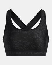 Under Armour Reggiseno Sportivo Mid Crossback Print Donna Elasticizzato Allenamento UA Tech Stampa Nero