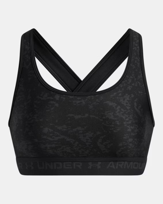 Under Armour Reggiseno Sportivo Mid Crossback Print Donna Elasticizzato Allenamento UA Tech Stampa Nero
