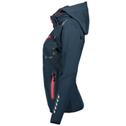 Geographical Norway Hooded Full Zip Windproof Softshell Outdoor Jacket Blue Women