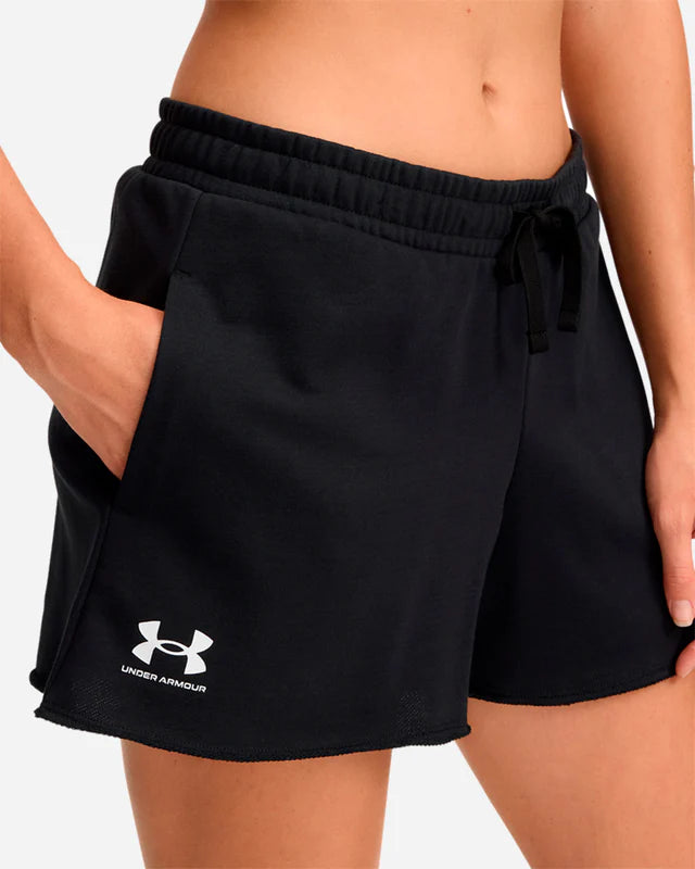 Under Armour Shorts da Allenamento UA Rival Terry Misto Cotone Nero Donna
