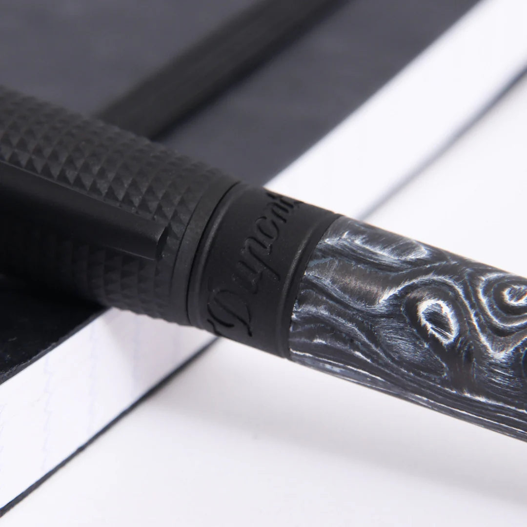 S.t.dupont biro penna roller fibra di carbonio Pvd lucido nero storm 14,8x1,5 cm 412395L