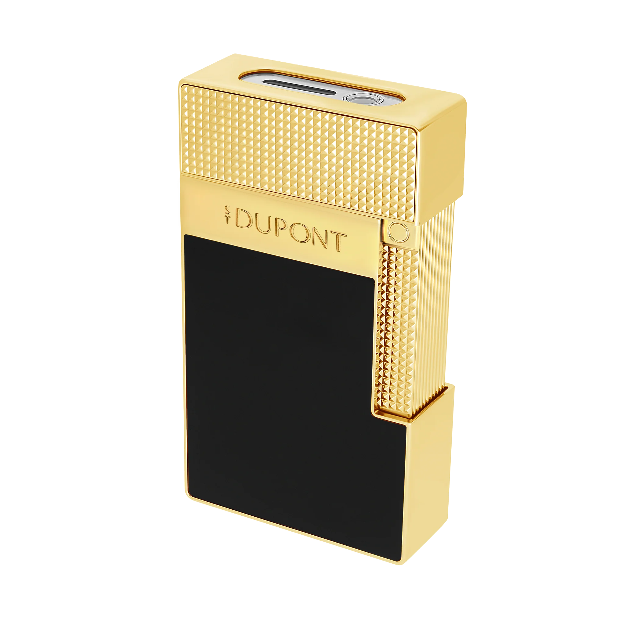 S.t. Dupont accendino da tavola laccato oro nero T20100 115x65x24 mm