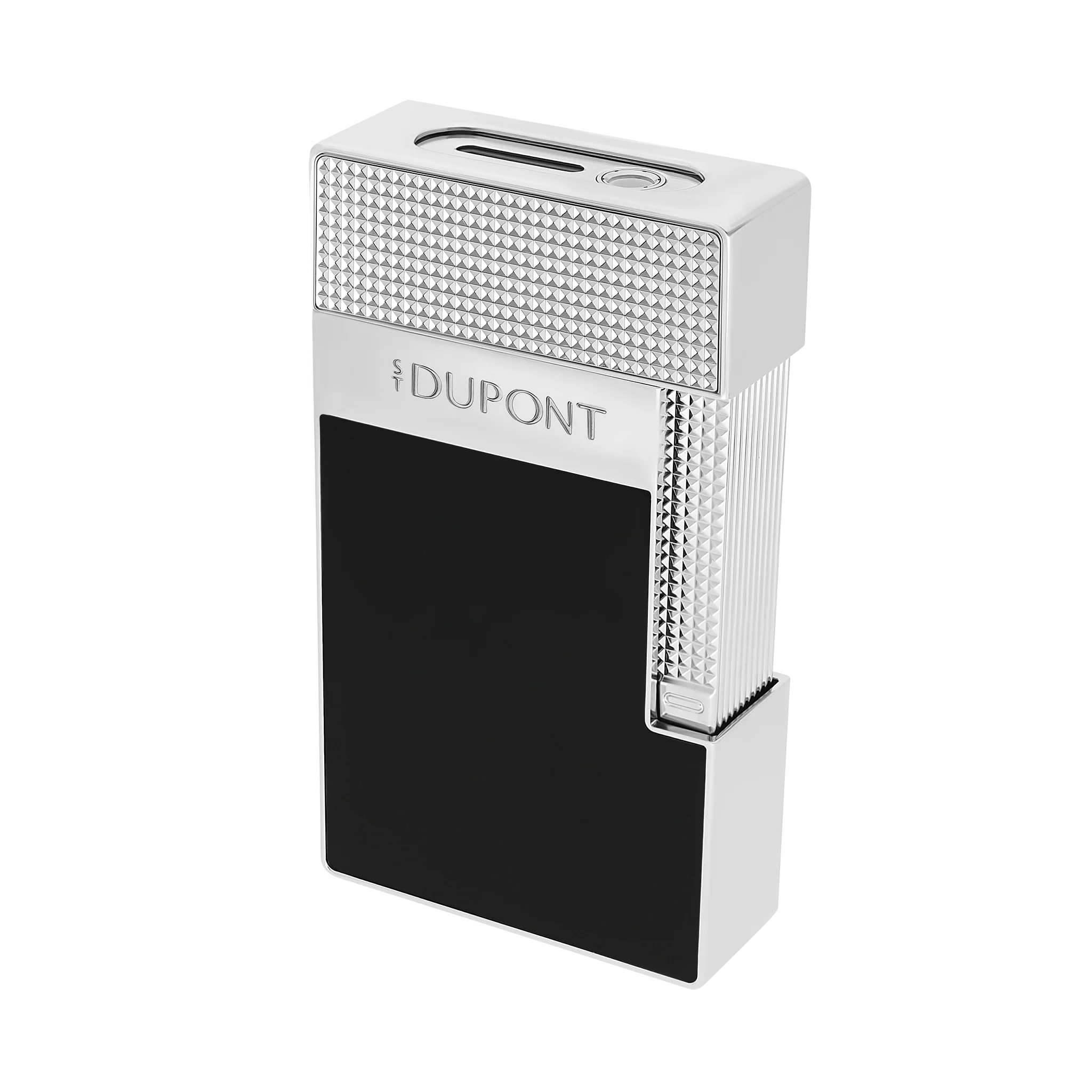 S.t. Dupont accendino da tavola laccato cromo nero T20101 115x65x24 mm