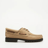 Timberland Scarpa da Barca Uomo Authentic 3-Eye Lug Tomaia in Pelle Beige Scuro