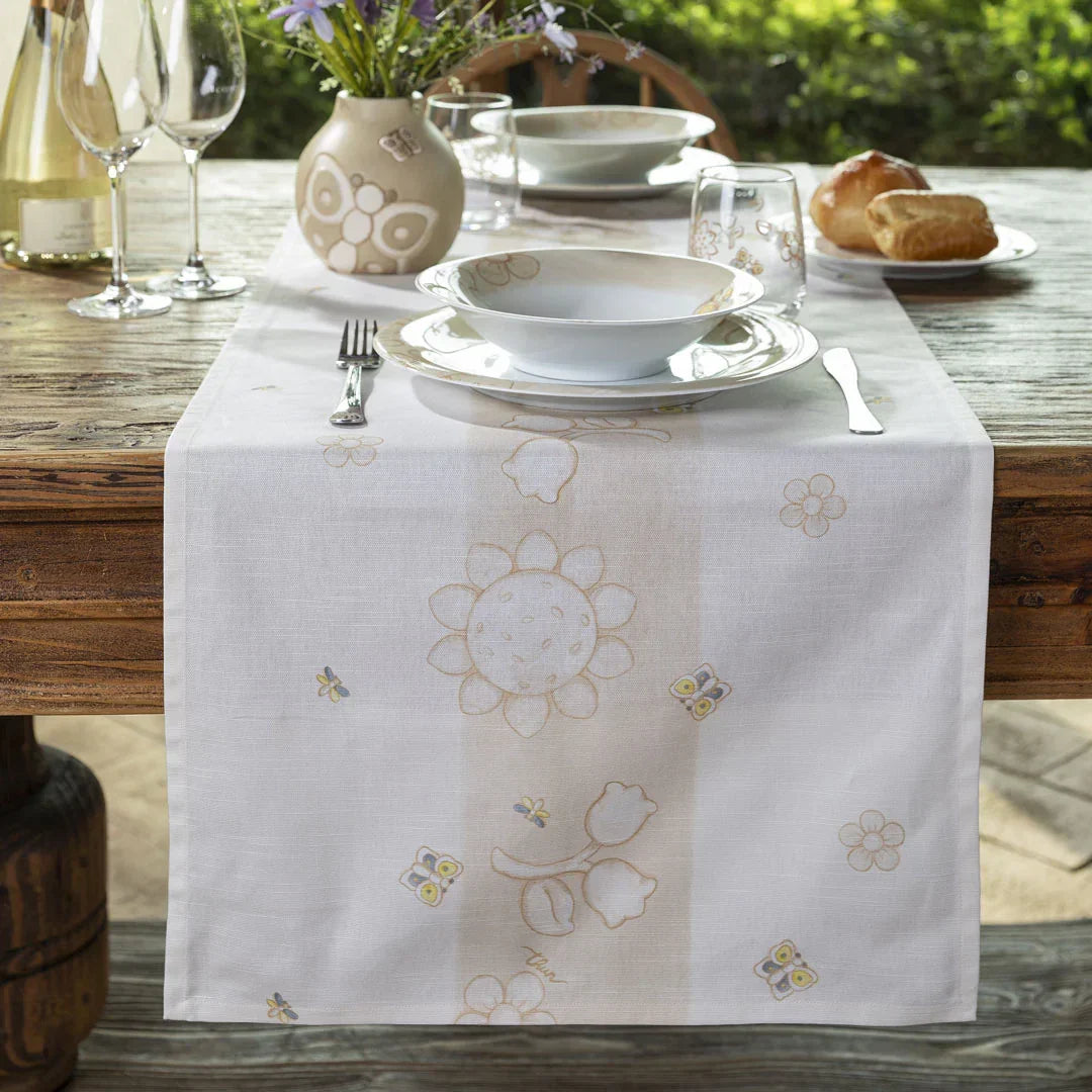 THUN tovaglia Runner in Cotone Elegance 45x160 cm Beige