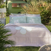 THUN Completo Letto lenzuolo e federe Matrimoniale Daisy 100% Cotone green b201061