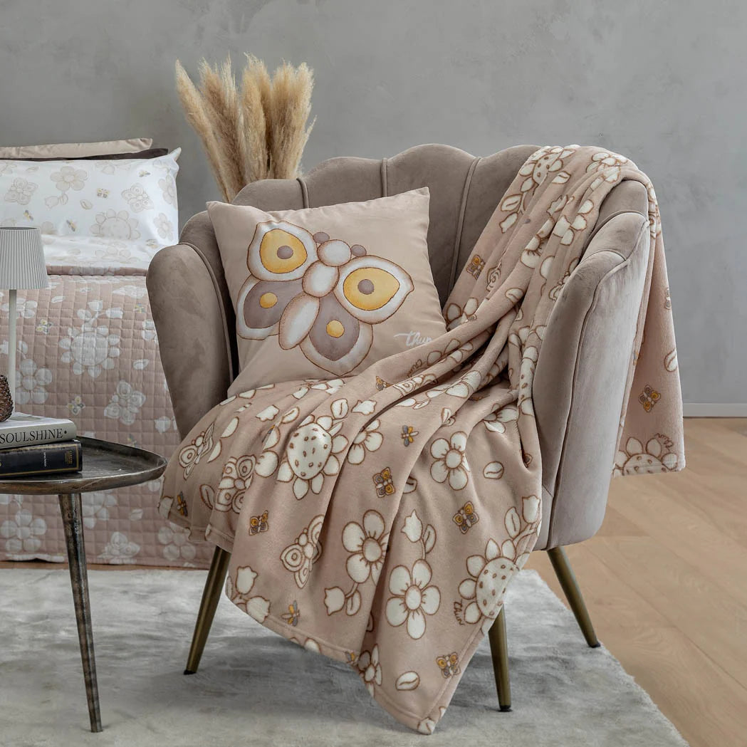 THUN Plaid Coperta Stampa 120x160 cm - Fantasia Exclusive Collection Beige 019818