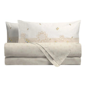 THUN Completo Letto lenzuolo e federe Matrimoniale Daisy in Cotone Elegance Beige