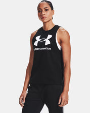 Under Armour Canotta Sportiva Donna Tank Top Elasticizzato Allenamento UA Tech Nero