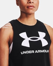 Under Armour Canotta Sportiva Donna Tank Top Elasticizzato Allenamento UA Tech Nero