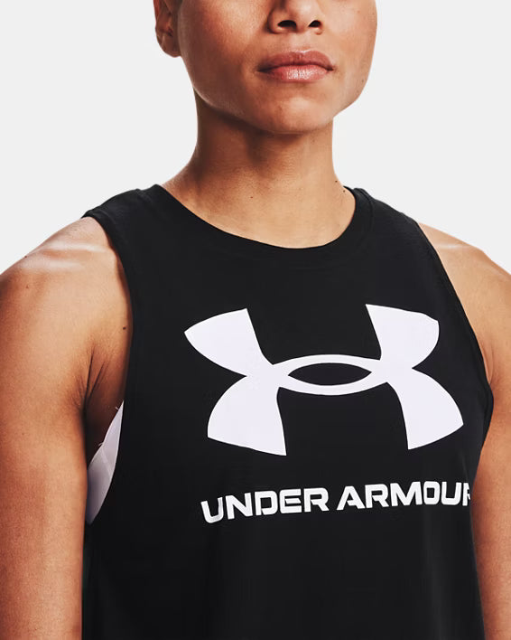 Under Armour Canotta Sportiva Donna Tank Top Elasticizzato Allenamento UA Tech Nero