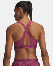 Under Armour Reggiseno Sportivo Mid Crossback Donna Elasticizzato Allenamento UA Tech Fuchsia Dusk